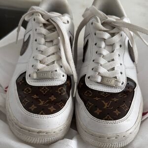 Louis Vuitton White and Brown Athletic Shoes